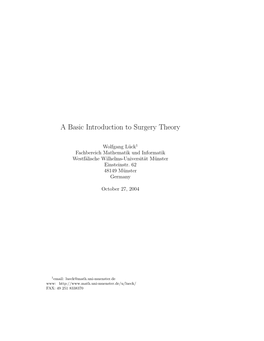 A Basic Introduction to Surgery Theory