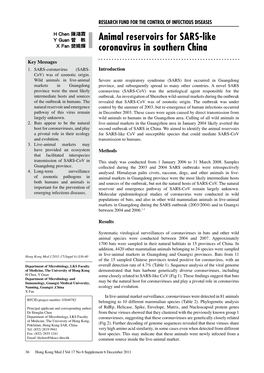 Animal Reservoirs for SARS-Like Coronavirus in Southern China