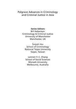 Palgrave Advances in Criminology and Criminal Justice in Asia