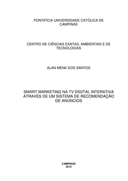 Smart Marketing Na Tv Digital Interativa Através De Um Sistema De Recomendação De Anúncios