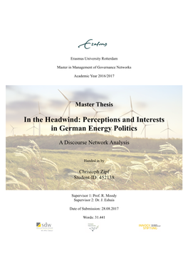 Perceptions and Interests in German Energy Politics