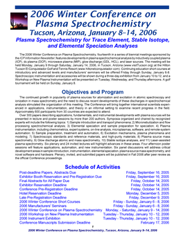 2006 Winter Conference on Plasma Spectrochemistry