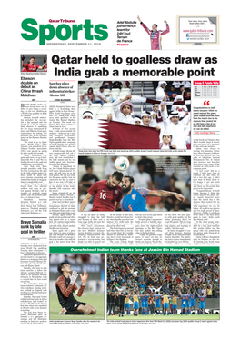 Qatar Held to Goalless Draw As India Grab a Memorable Point