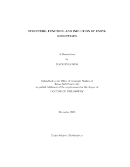 Structure, Function, and Inhibition of Enoyl Reductases