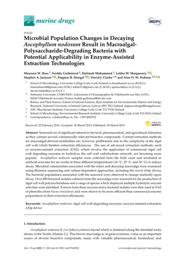 Microbial Population Changes in Decaying Ascophyllum Nodosum Result in Macroalgal-Polysaccharide-Degrading Bacteria with Potenti