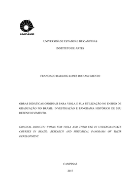 Obras Didáticas Originais Para Viola E Sua Utilização No Ensino De Graduação No Brasil: Investigação E Panorama Histórico De Seu Desenvolvimento