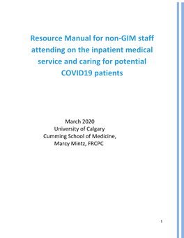 Resource Manual for Non-GIM Staff Attending Inpatient Medical Services