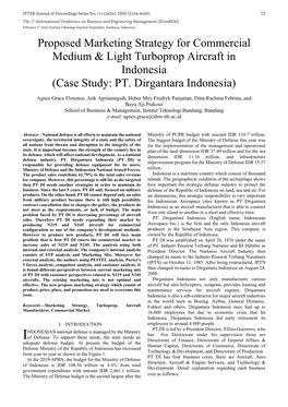 Proposed Marketing Strategy for Commercial Medium & Light Turboprop Aircraft in Indonesia (Case Study: PT