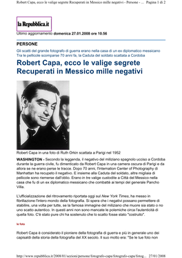 Robert Capa, Ecco Le Valige Segrete Recuperati in Messico Mille Negativi - Persone -