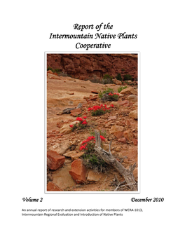 Report of the Intermountain Native Plants Cooperative