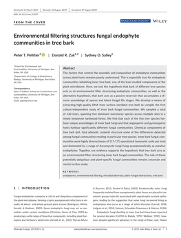 Environmental Filtering Structures Fungal Endophyte Communities in Tree Bark