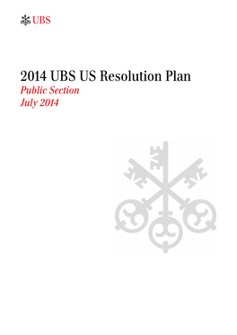 2014 UBS US Resolution Plan