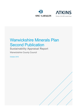 Warwickshire Minerals Plan Second Publication Sustainability Appraisal Report Warwickshire County Council