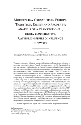 Analysis of a Transnational, Ultra-Conservative, Catholic-Inspired Influence Network