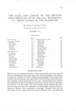 The Eggs and Larvae of the British Prosobranchs with Special Reference to Those Living in the Plankton