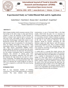 International Research Experimental Study on Voided Bi International Journal of Trend in Scientific Research and Development (I