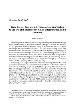 Caroline Sturdy Colls Gone but Not Forgotten: Archaeological Approaches to the Site of the Former Treblinka Extermination Camp in Poland