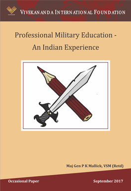 Professional Military Education - an Indian Experience