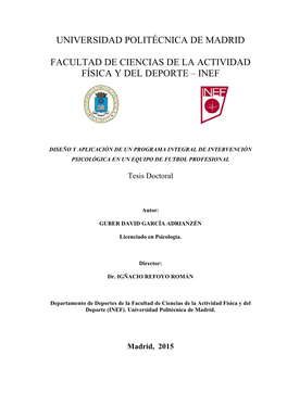 Facultad De Ciencias De La Actividad Física Y Del Deporte – Inef