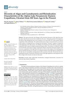 Diversity of Algae and Cyanobacteria and Bioindication Characteristics of the Alpine Lake Nesamovyte (Eastern Carpathians, Ukraine) from 100 Years Ago to the Present