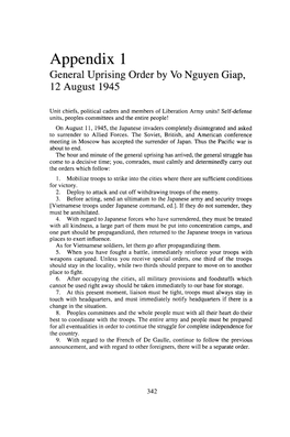 Appendix 1 General Uprising Order by Vo Nguyen Giap, 12 August 1945