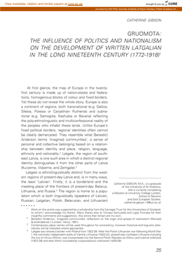 The Influence of Politics and Nationalism on the Development of Written Latgalian in the Long Nineteenth Century (1772-1918)1