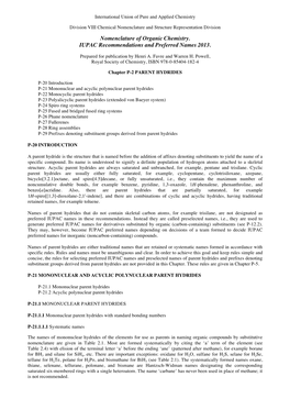 Nomenclature of Organic Chemistry. IUPAC Recommendations and Preferred Names 2013