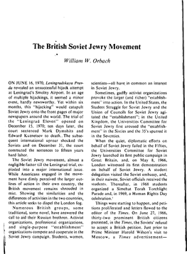 The British Soviet Jewry Movement