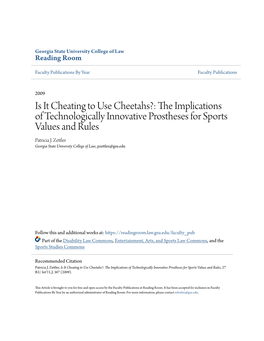 The Implications of Technologically Innovative Prostheses for Sports Values and Rules, 27 B.U