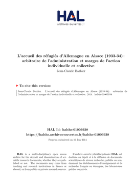 L'accueil Des Réfugiés D'allemagne En Alsace