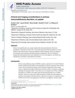 Clinical and Imaging Considerations in Primary Immunodeficiency Disorders: an Update