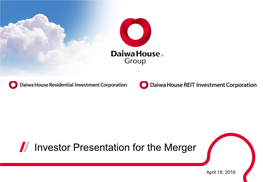 Investor Presentation for the Merger