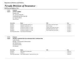 Nevada Division of Insurance Self-Insured Employer List