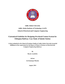 Customized Guideline for Designing Overhead Contact System for Ethiopian Railway: Case Study of Indode Station