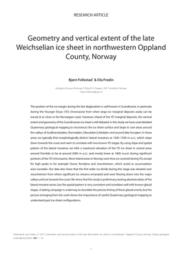 Geometry and Vertical Extent of the Late Weichselian Ice Sheet in Northwestern Oppland County, Norway