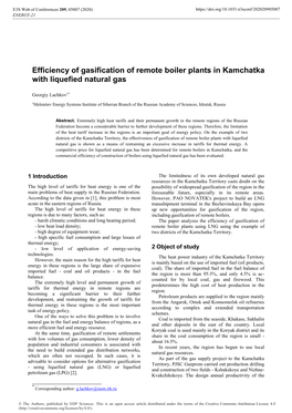 Efficiency of Gasification of Remote Boiler Plants in Kamchatka with Liquefied Natural Gas