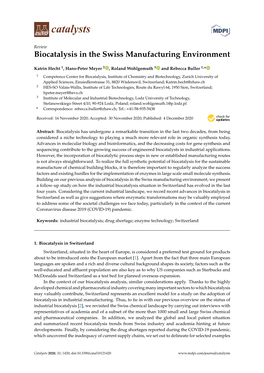 Biocatalysis in the Swiss Manufacturing Environment