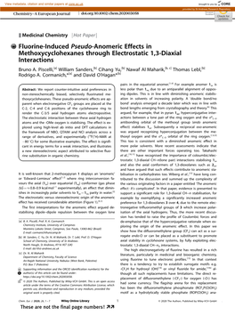 Fluorine‐Induced Pseudo‐Anomeric Effects in Methoxycyclohexanes