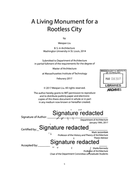 Signature Redacted Signature of Author: Department of Architecture January 19Th, 2017