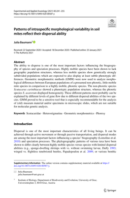 Patterns of Intraspecific Morphological Variability in Soil Mites Reflect Their