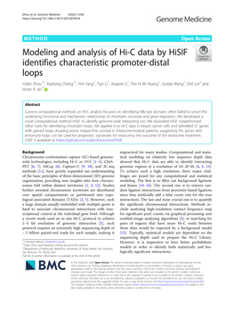 Modeling and Analysis of Hi-C Data by Hisif Identifies Characteristic Promoter-Distal Loops