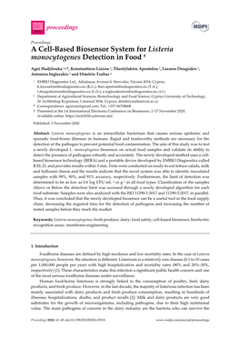 A Cell-Based Biosensor System for Listeria Monocytogenes Detection in Food †