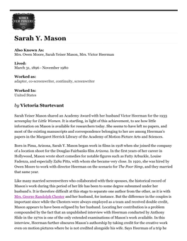 Sarah Y. Mason