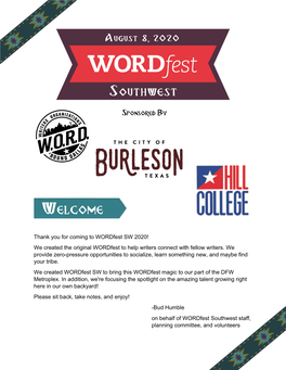 Wordfest Southwest 2020 Field Guide