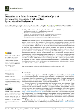 (G143A) in Cyt B of Corynespora Cassiicola That Confers Pyraclostrobin Resistance