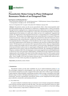 Piezoelectric Motor Using In-Plane Orthogonal Resonance Modes of an Octagonal Plate