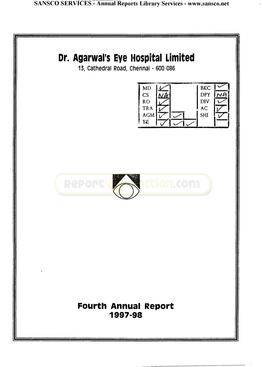 Dr. Agarwal's Eye Hospital Limited 13, Cathedral Road, Chennai - 600 086