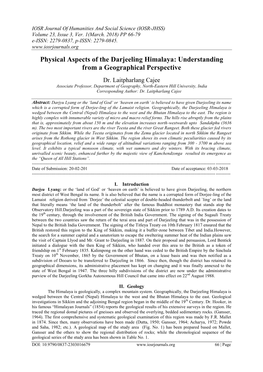 Physical Aspects of the Darjeeling Himalaya: Understanding from a Geographical Perspective