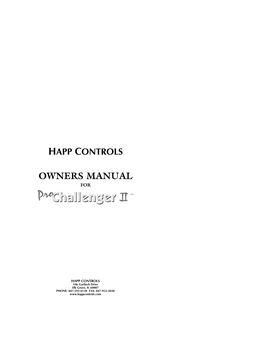 Owners Manual For