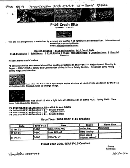 Internet Site for F-16 Crash Data